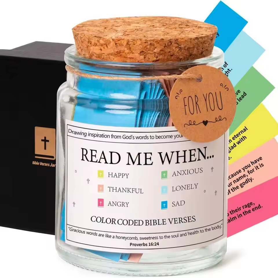 Handmade 90 Day Bible Verses Jar (Free Christian Gift Box)