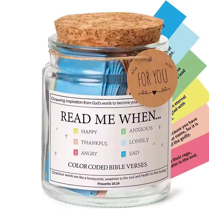 Handmade 90 Day Bible Verses Jar (Free Christian Gift Box)