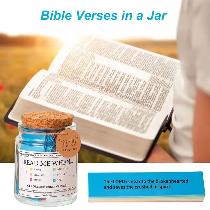 Handmade 90 Day Bible Verses Jar (Free Christian Gift Box)