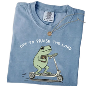 Off to Praise the Lord Frog – Cute Funny Christian T-Shirt