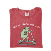 Off to Praise the Lord Frog – Cute Funny Christian T-Shirt