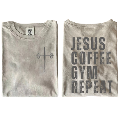 Jesus Coffee Gym Repeat Tee