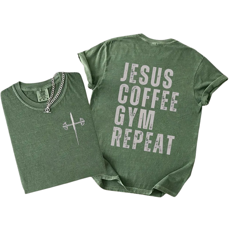 Jesus Coffee Gym Repeat Tee