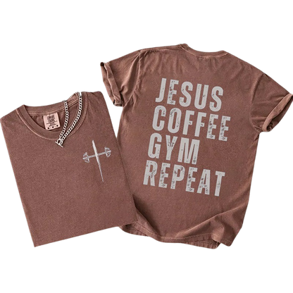 Jesus Coffee Gym Repeat Tee