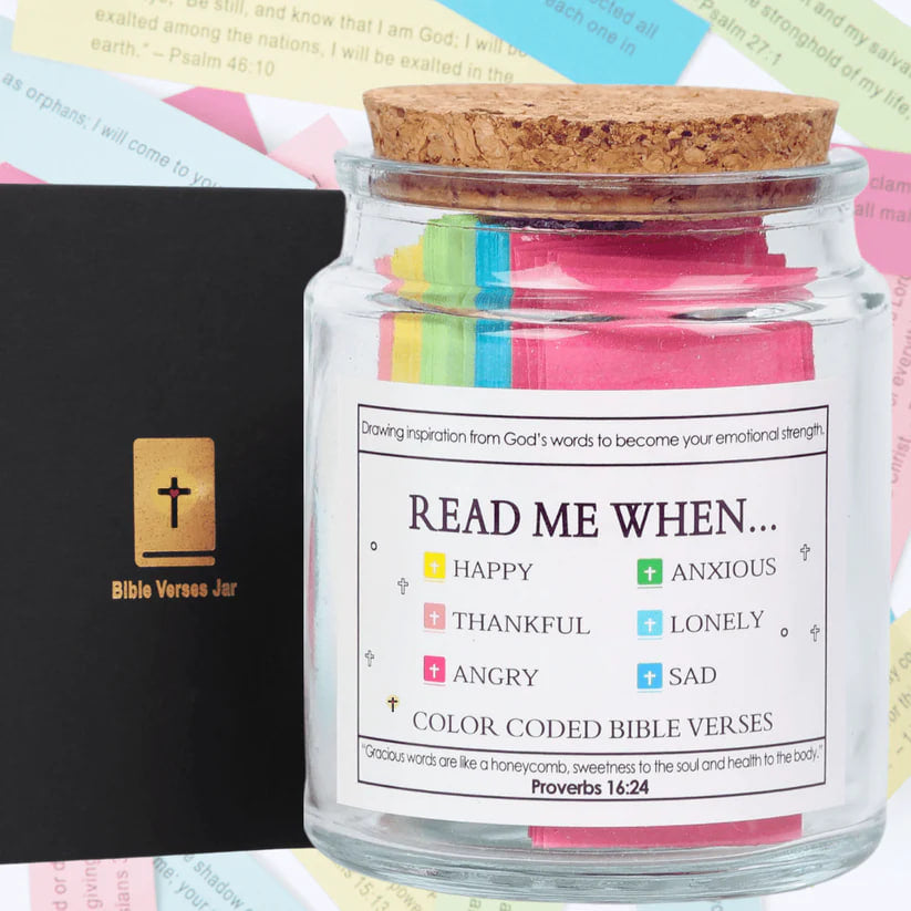 Handmade 90 Day Bible Verses Jar (Free Christian Gift Box)